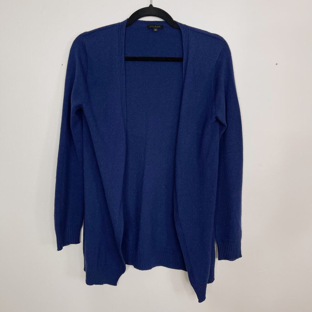 Escada Cashmere Open Front Cardigan Sweater Navy Blue XSmall Womens Lightweight